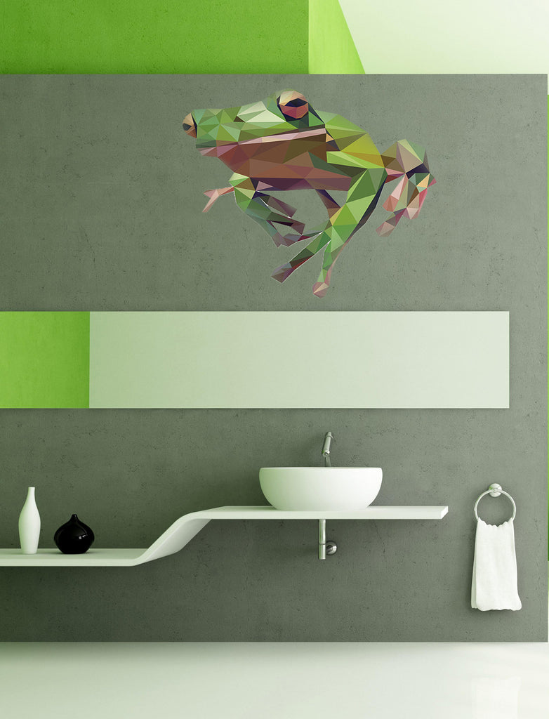 Frog Polygonal Wall decal, Frog Polygon sticker,modern wall art, Multi Color GD69
