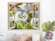 Load image into Gallery viewer, Unicorns Wall Decal. Magical Fantasy Vinyl Sticker Murals. Unicorn Window Decor. Nature Removable Decal. Unicorn Girls Bedroom Decor NT77