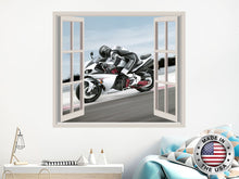 Load image into Gallery viewer, Motorcyclist Wall Decal. Motorcross Vinyl Sticker. Extreme Sport Wall Murals. Bike Boys Window Decor. Motorcyclist Removable Decal NT87