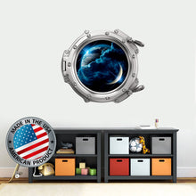 Load image into Gallery viewer, 3D Porhole Wall Decal. Space Wall Mural Kids Room. Porthole Window Sticker Boy Bedroom. Dark Galaxy View Sticker. Study Room Decor LP7