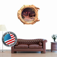 Load image into Gallery viewer, Mars Porthole Wall Mural Living Room Space Wall Decal Kids Room. Galaxy View Sticker. Stars Wall Decal. Space Decor. 3D Porthole Window LP23
