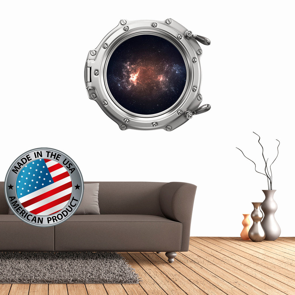 Space Wall Decal Living Room. Porthole Wall Mural Boy Bedroom. Galaxy View Sticker. Stars Wall Decal. Space Decor. 3D Porthole Window LP28