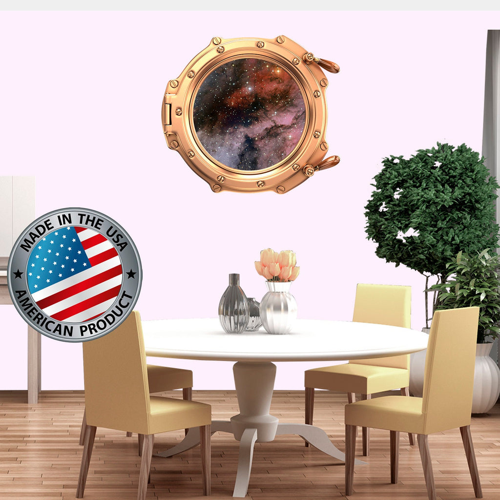 Space Wall Decal Kids Room. Porthole Wall Mural Girl Bedroom. Galaxy View Sticker. Stars Wall Decal. Space Decor. 3D Porthole Window LP42
