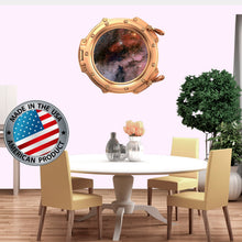 Load image into Gallery viewer, Space Wall Decal Kids Room. Porthole Wall Mural Girl Bedroom. Galaxy View Sticker. Stars Wall Decal. Space Decor. 3D Porthole Window LP42