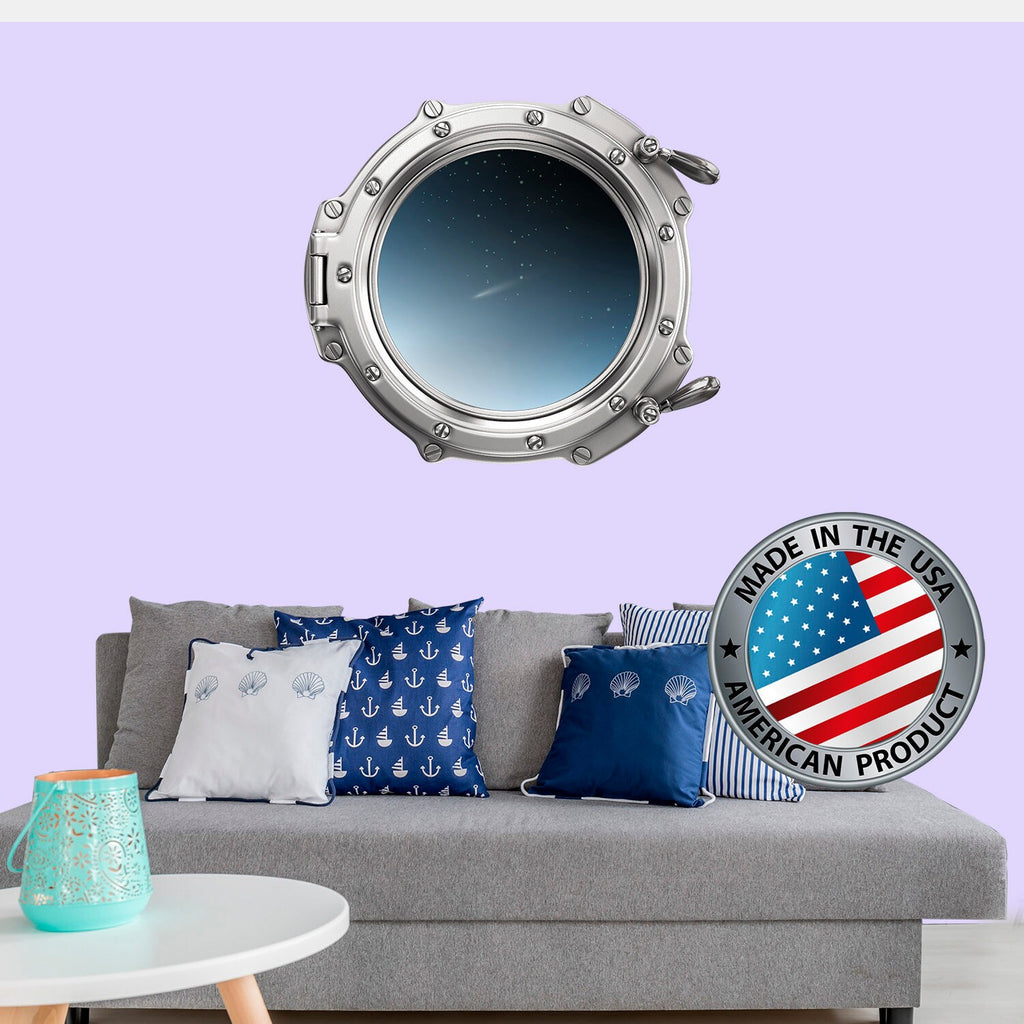 Sky Wall Decal Kids Room. Сomet Porthole Wall Mural Boy Bedroom. Galaxy View Sticker. Stars Wall Decal. Space Decor. 3D Porthole Window LP46