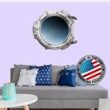 Load image into Gallery viewer, Sky Wall Decal Kids Room. Сomet Porthole Wall Mural Boy Bedroom. Galaxy View Sticker. Stars Wall Decal. Space Decor. 3D Porthole Window LP46