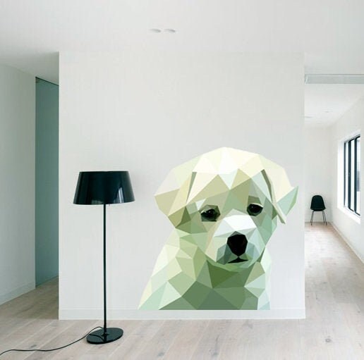 Dog Polygonal Wall decal, dog sticker,bedroom decor, living room decor, Dog Polygon sticker,modern wall art, Multi Color