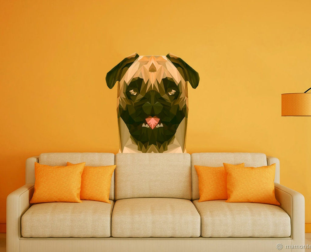 Dog Polygonal Wall decal,dog decorations for the home ,wall decor, living room decor, Dog Polygon sticker,modern wall art, Multi Color GD79