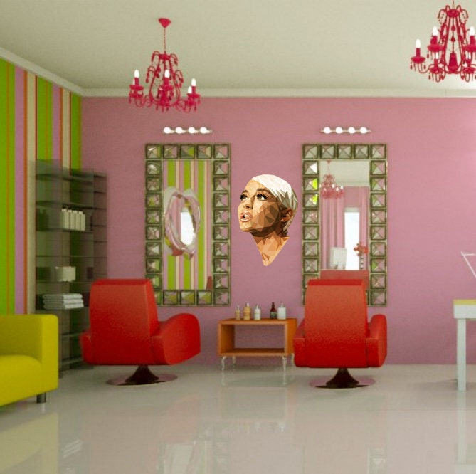 Hair salon Girl Polygonal Wall decal, Hairdresser Beauty Salon Polygonal Girls Wall Art Stickers Decals Vinyl Home Room Decor GD83
