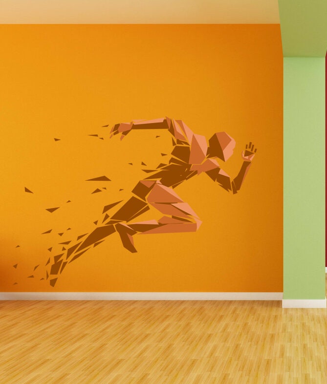 Sportsman Polygonal Wall decal, Sportsman Polygon sticker,modern wall art, Multi Color GD86
