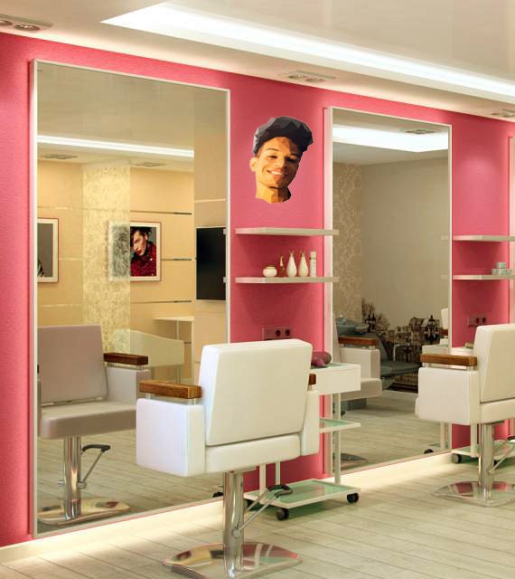 Barber Shop Boy man Polygonal Wall decal, Boy Polygon sticker,modern wall art, Multi Color GD89