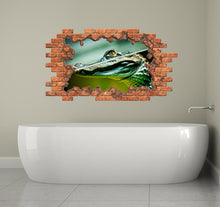 Load image into Gallery viewer, Crocodile Wall Decal 3D Effect Mural. Hole in the Wall Sticker. Tropical Animal Decals. Brick Wall Decal. Smashed Wall Art. Alligator Decal