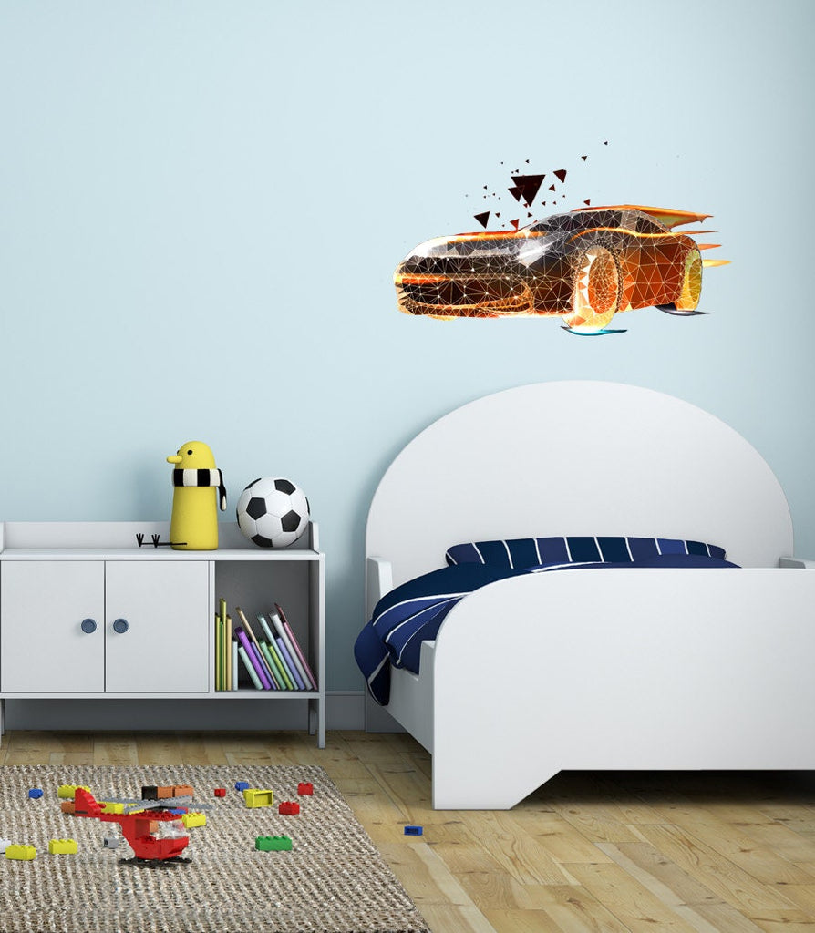 Sport car Polygonal Wall decal, car Polygon sticker,modern wall art, Multi Color GD91