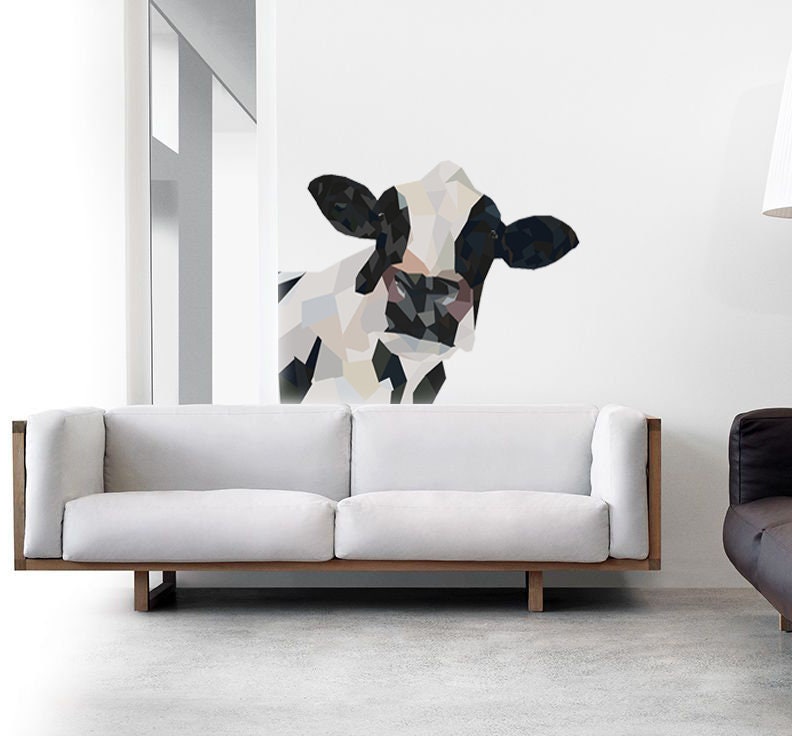 Cow animal Polygonal Wall decal, Cow Polygon sticker,modern wall art, Multi Color GD92