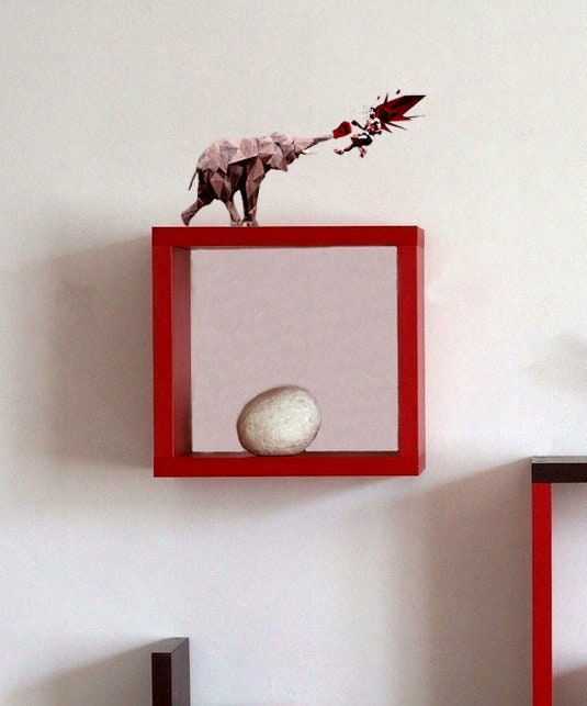 Elephant Sport Boxer Polygonal Wall decal, Elephant Boxer Polygon sticker,modern wall art, Multi Color GD103