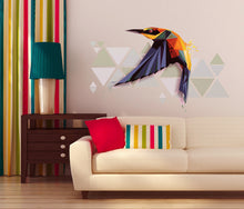 Load image into Gallery viewer, BHummingbird Sticker, Bird Decal, Polygonal Animal Home Decor, Bird Wall Art, Beautiful Vibrant Colored Hummingbird Art Multi Color GD110