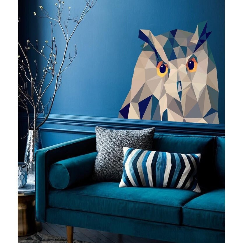 Owl Polygonal Wall decal, Owl Polygonal wall art, sticker - Vinyl Wall Decal Home Decor Mural Wallpaper Multi-Color, GD18