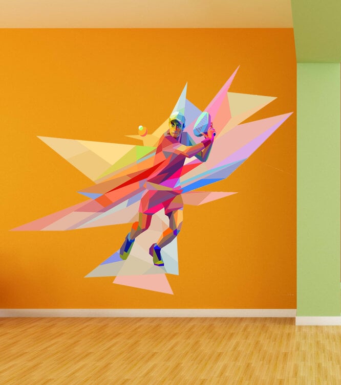 Sports Tennis Polygonal Wall decal, Sports Tennis Polygon sticker,modern wall art, Multi Color GD143