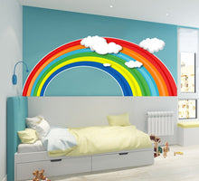Load image into Gallery viewer, Rainbows with clouds wall decals, rainbow wall decal, cloud wall stickers