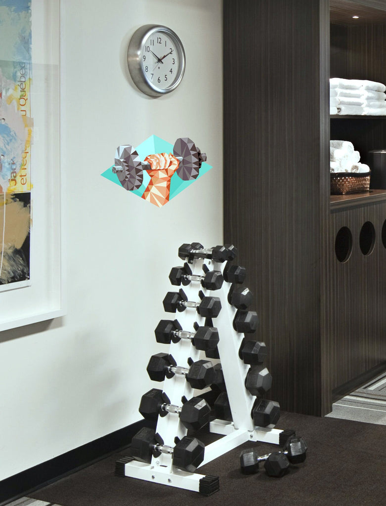 Dumbbell Polygonal Wall decal, Dumbbell Polygon Modern wall art, GYM Decor, Sport Gym Polygon sticker,, Multi Color GD144