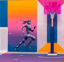 Load image into Gallery viewer, Sport Gym Running girl silhouette Polygonal Wall decal, Sport Gym Running Polygon sticker,modern wall art, Multi Color GD145