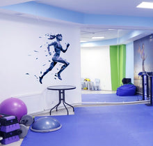 Load image into Gallery viewer, Sport Gym Running girl silhouette Polygonal Wall decal, Sport Gym Running Polygon sticker,modern wall art, Multi Color GD145