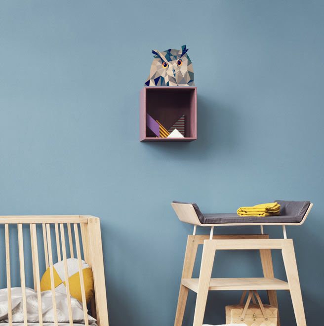 Owl Polygonal Wall decal, Owl Polygon sticker,modern wall art, Multi Color GD18