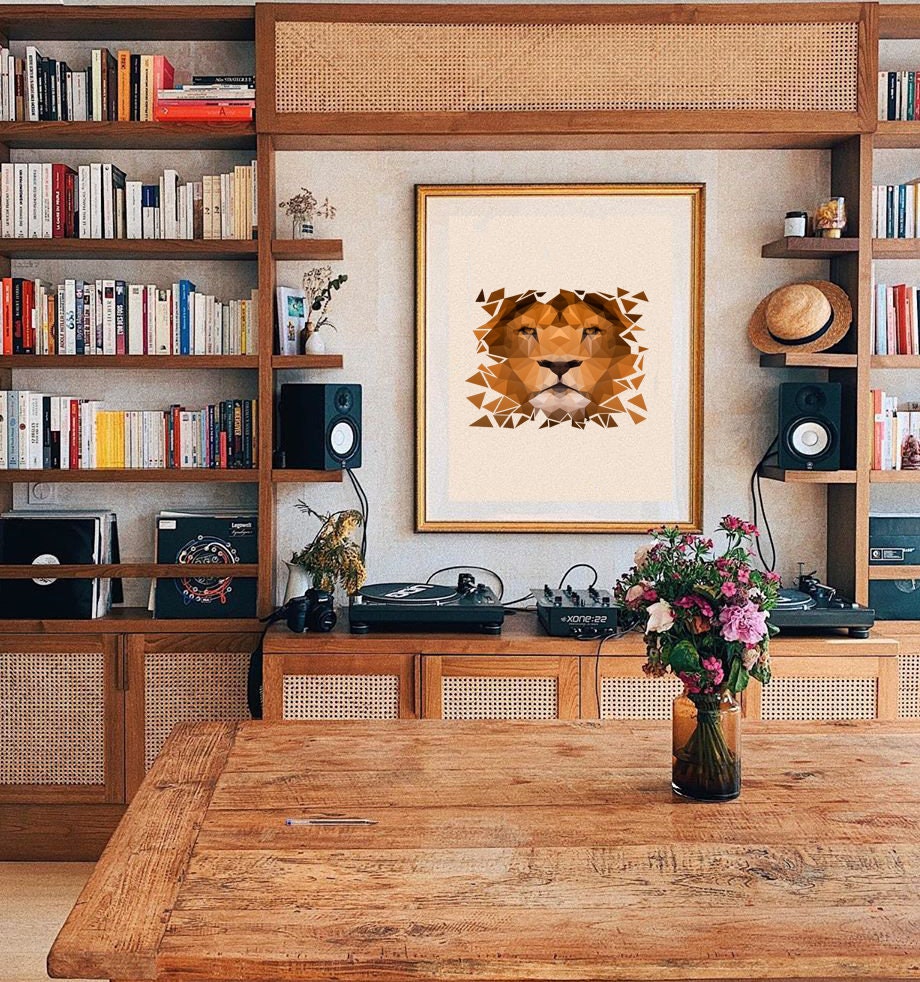 Wall Vinyl Decal Home Decor Art Sticker Lion Head Wild Animal Kids Bedroom Living Room Removable Stylish Mural Unique Design GD19