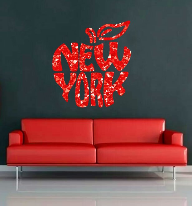 New York Apple Wall decal, New York Apple Wall sticker,modern wall art, Multi Color k-208