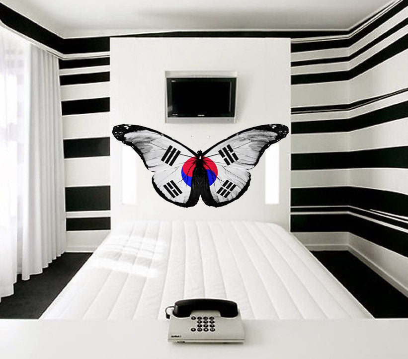 Butterfly Yin Yang Wall decal, Butterfly Wall sticker,modern wall art, Multi Color k-209