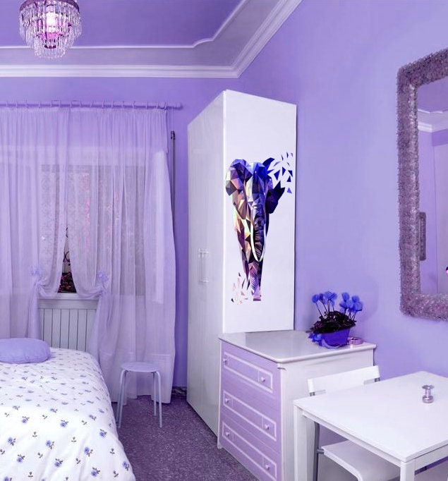 Elephant Polygonal Wall decal, Elephant Polygon sticker,modern wall art, Multi Color GD27