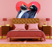 Load image into Gallery viewer, Penguin Love Heart Wall Decal for Home Nursery Playroom Bedroom Decoration, Penguin Polygon sticker, modern wall art, Multi Color GD28