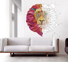 Load image into Gallery viewer, Lion Decal, Lion Sticker, Lion Head Wall Decal, Lion Polygonal Decal,Lion Animal Print Wall, Exotic Animal Decals Lion Mural, Zoo Decal GD31