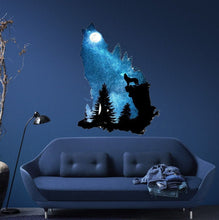 Load image into Gallery viewer, Wolf Moon and Stars Double Exposure - Vinyl Sticker - Bumper Sticker, Walls Sticker Trucks - Graphic Sticker, living room decor-GD33