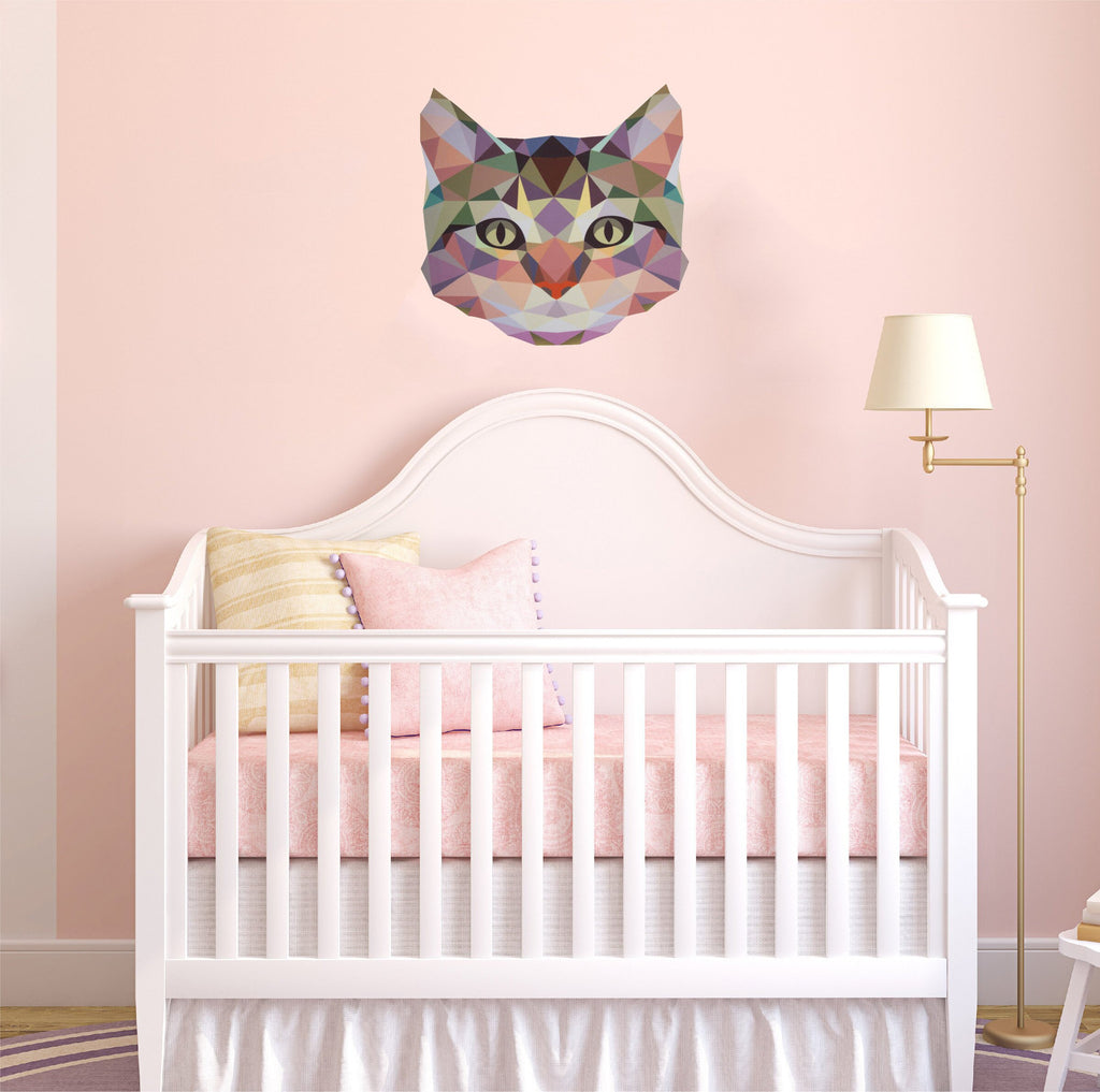 Cat Polygonal Wall decal, animal wall sticker cat wall decals ,Cat Polygon sticker,wall decor living room ,modern wall art, Multi Color GD35