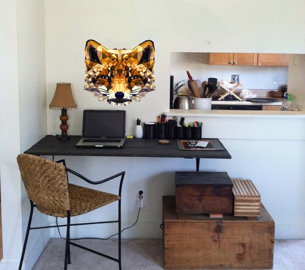 Fox face Polygonal Wall decal, Fox Polygon sticker, modern wall art, Nursery Baby Bedroom Playroom Living Room Murals Multi Color GD38