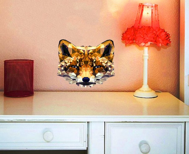 Fox face Polygonal Wall decal, Fox Polygon sticker, modern wall art, Nursery Baby Bedroom Playroom Living Room Murals Multi Color GD38