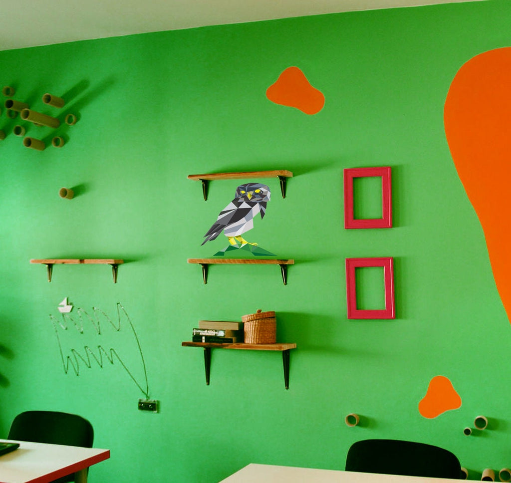 Owl Polygonal Wall decal, Owl Polygon sticker,modern wall art, Multi Color GD41
