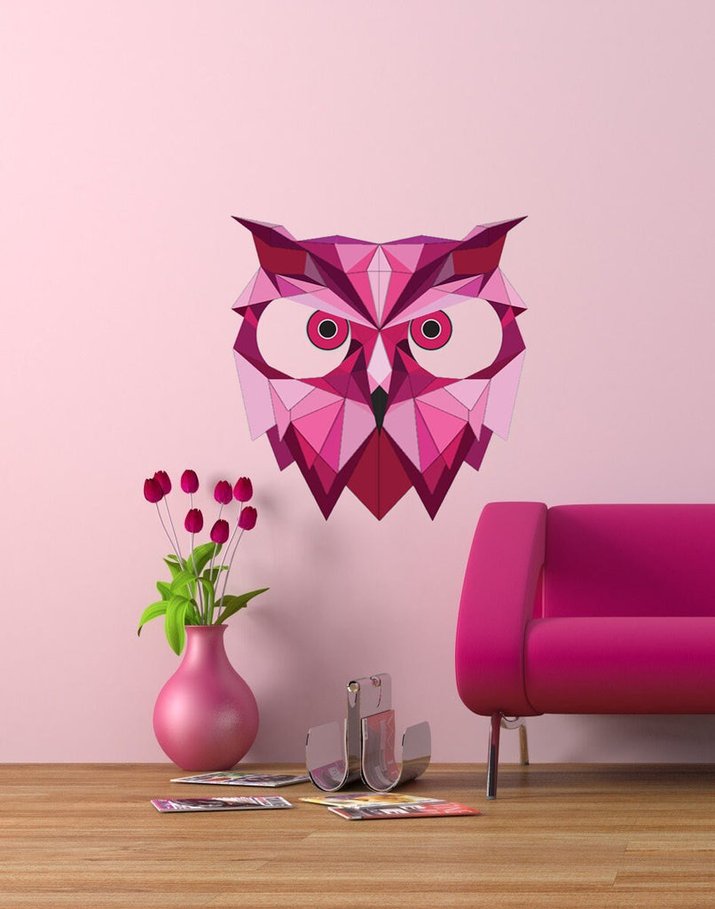 Owl Polygonal Wall decal, Owl Polygon sticker,modern wall art, Multi Color GD43