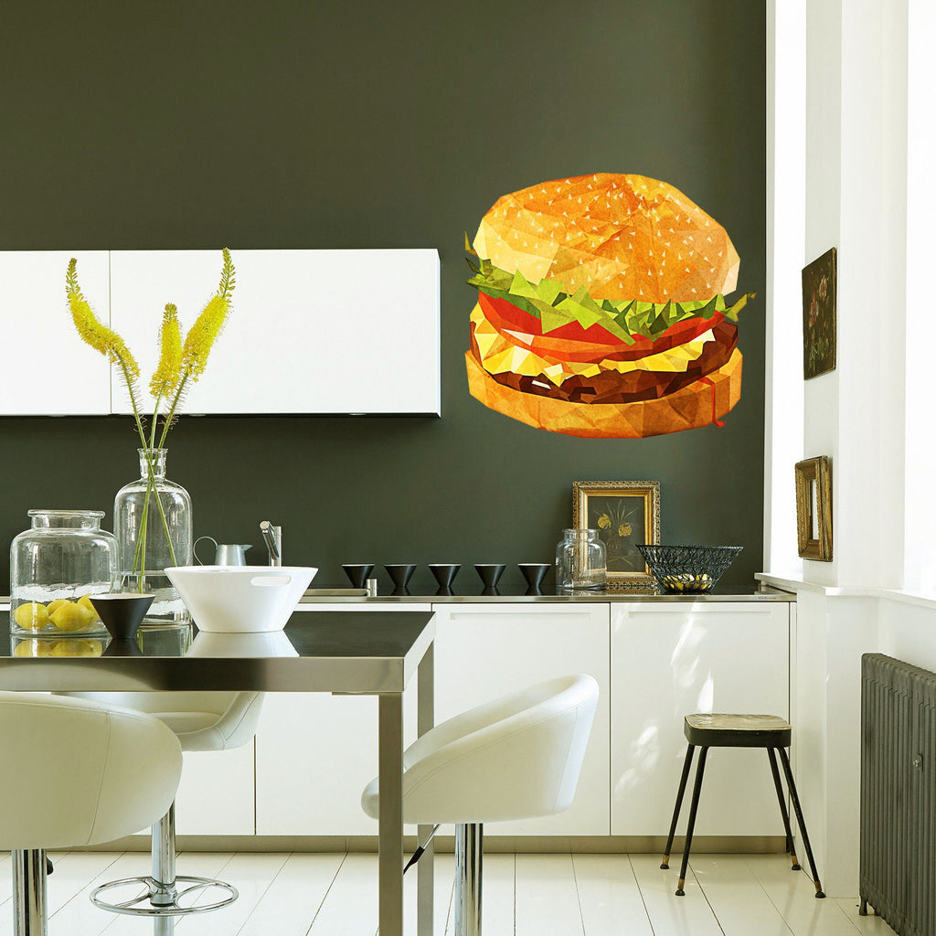 Chisburger Food Polygonal Wall decal, Chisburger Food Polygon sticker,modern wall art, Multi Color GD154