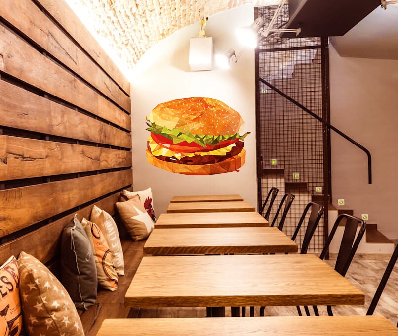 Chisburger Food Polygonal Wall decal, Chisburger Food Polygon sticker,modern wall art, Multi Color GD154