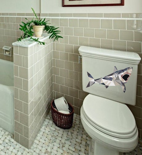 West Mountain Shark Wall Decal Art Decor 3D Smashed Kids Animal Sticker Mural Nursery Boys Gift Multi Color GD157