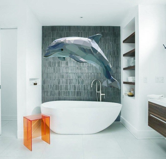 Dolphin Family Ocean Wall Decals, Fish, Undersea Decor Stickers for Kids Room Underwater Sea Wall Stickers, Boys Girls Toddler Baby GD158