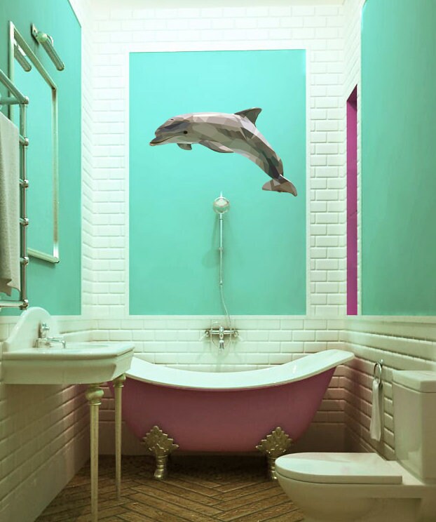 Dolphin Family Ocean Wall Decals, Fish, Undersea Decor Stickers for Kids Room Underwater Sea Wall Stickers, Boys Girls Toddler Baby GD158