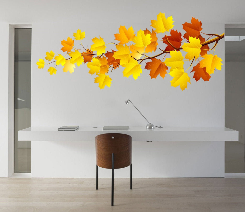 Maple Leaves Wall Decal Plant Wall Sticker Peel and Stick Removable Wall Art Decoration Decor Bedroom Living Room Multi Color AN-211