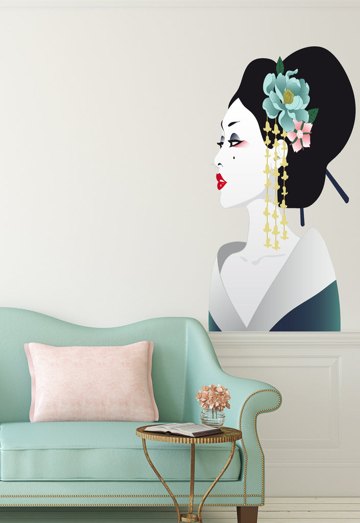 Geisha girl Wall decal, Geisha girl Wall sticker,modern wall art, Multi Color k-359