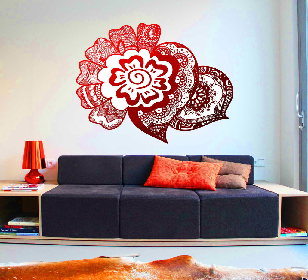 Mandala Yoga Namaste Flower Wall decal, Mandala Elephant Wall sticker, modern wall art, Multi Color Prosperity Poster Indian Goddess kc-947