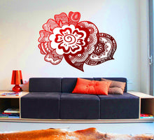 Load image into Gallery viewer, Mandala Yoga Namaste Flower Wall decal, Mandala Elephant Wall sticker, modern wall art, Multi Color Prosperity Poster Indian Goddess kc-947