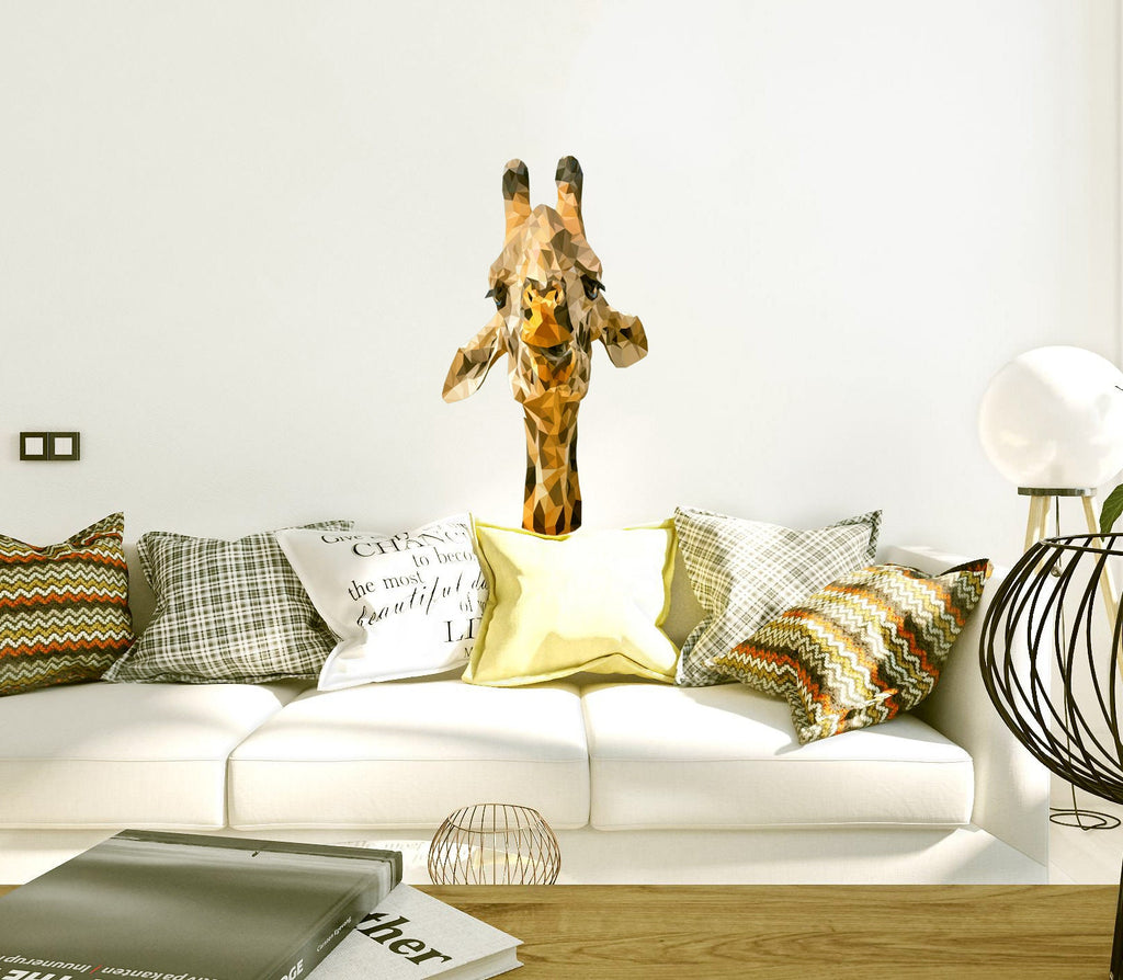 Giraffe animal Polygonal Wall decal, Giraffe Polygon sticker, modern wall art, Giraffe animal wall sticker for boys bedroom Multi Color GD47