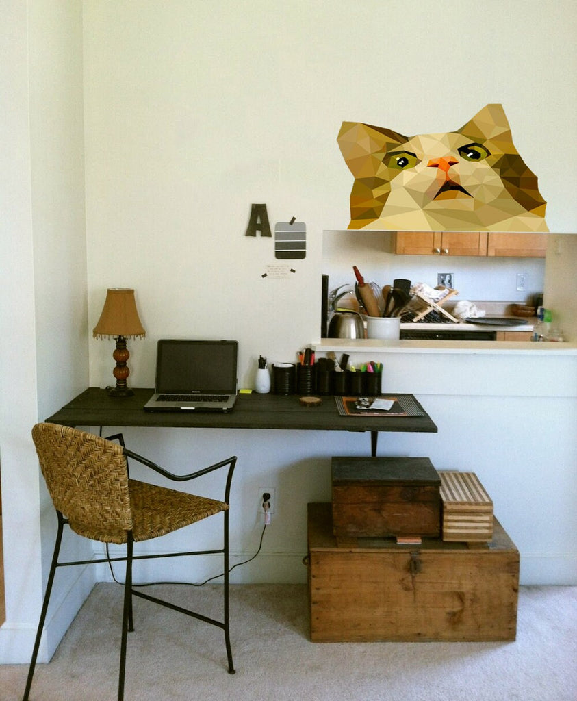 Cat Polygonal Wall decal, wall stickers,cat wall decals ,Cat Polygon sticker, wall decor living room, modern wall art, Multi Color GD54